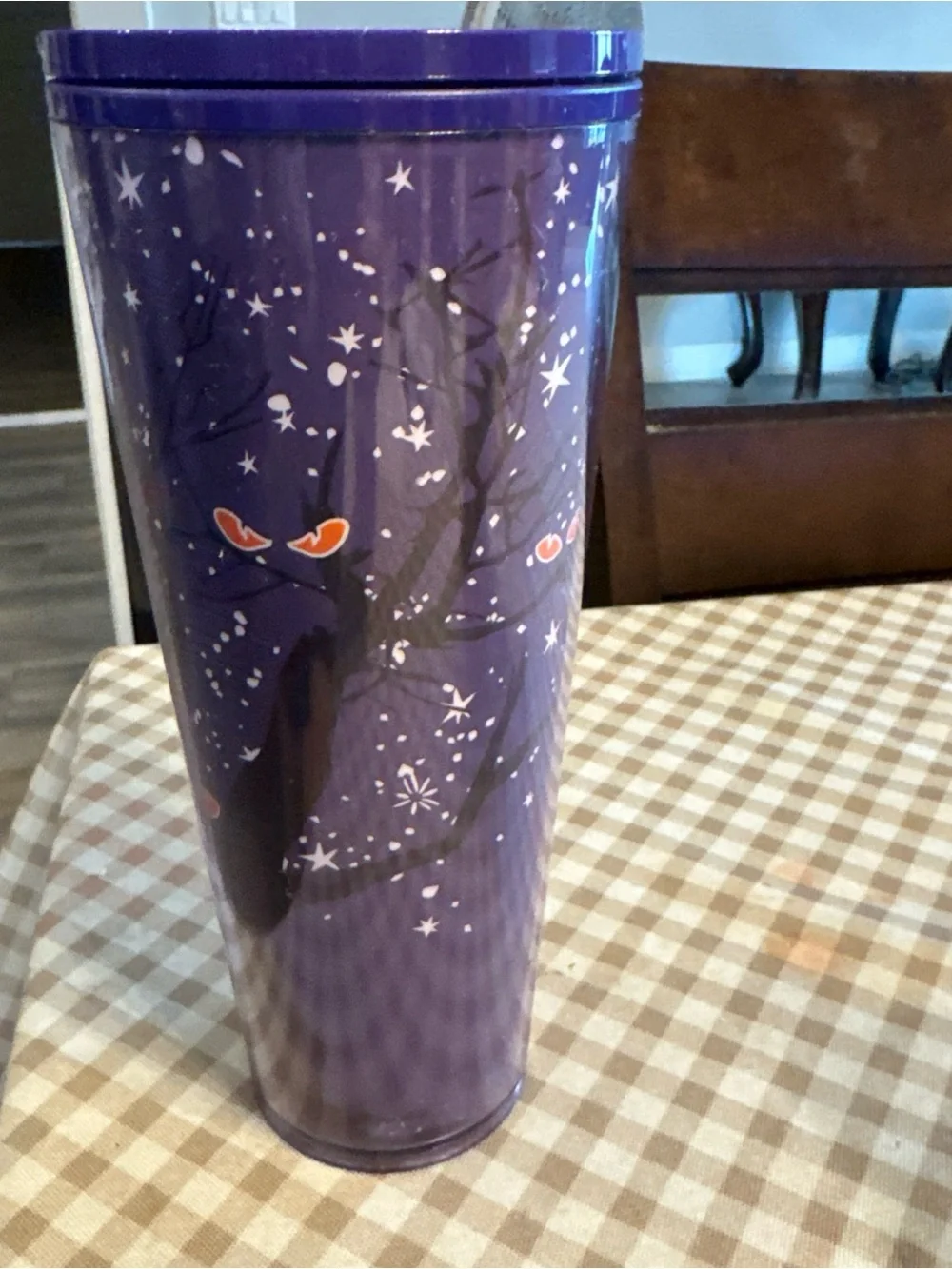Purple Starry Tree Travel Tumbler with Orange Accents Starbucks